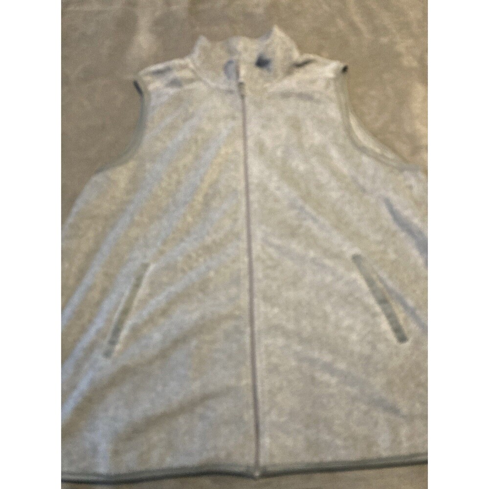 Woman Within Plus Size Fleece Vest Grey Full front zipper Pockets Stretch 22/24
